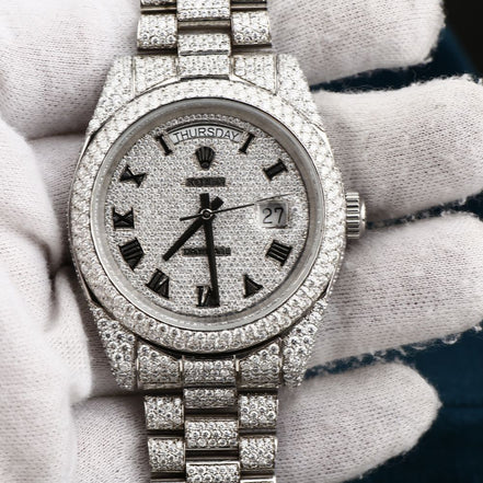 Fully Iced Out Day Date Moissanite Diamond Watches