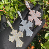 Round Cut Moissanite Diamond Iced Out Cross Pendant