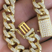 Yellow Tone Cuban Link Moissanite Bracelet