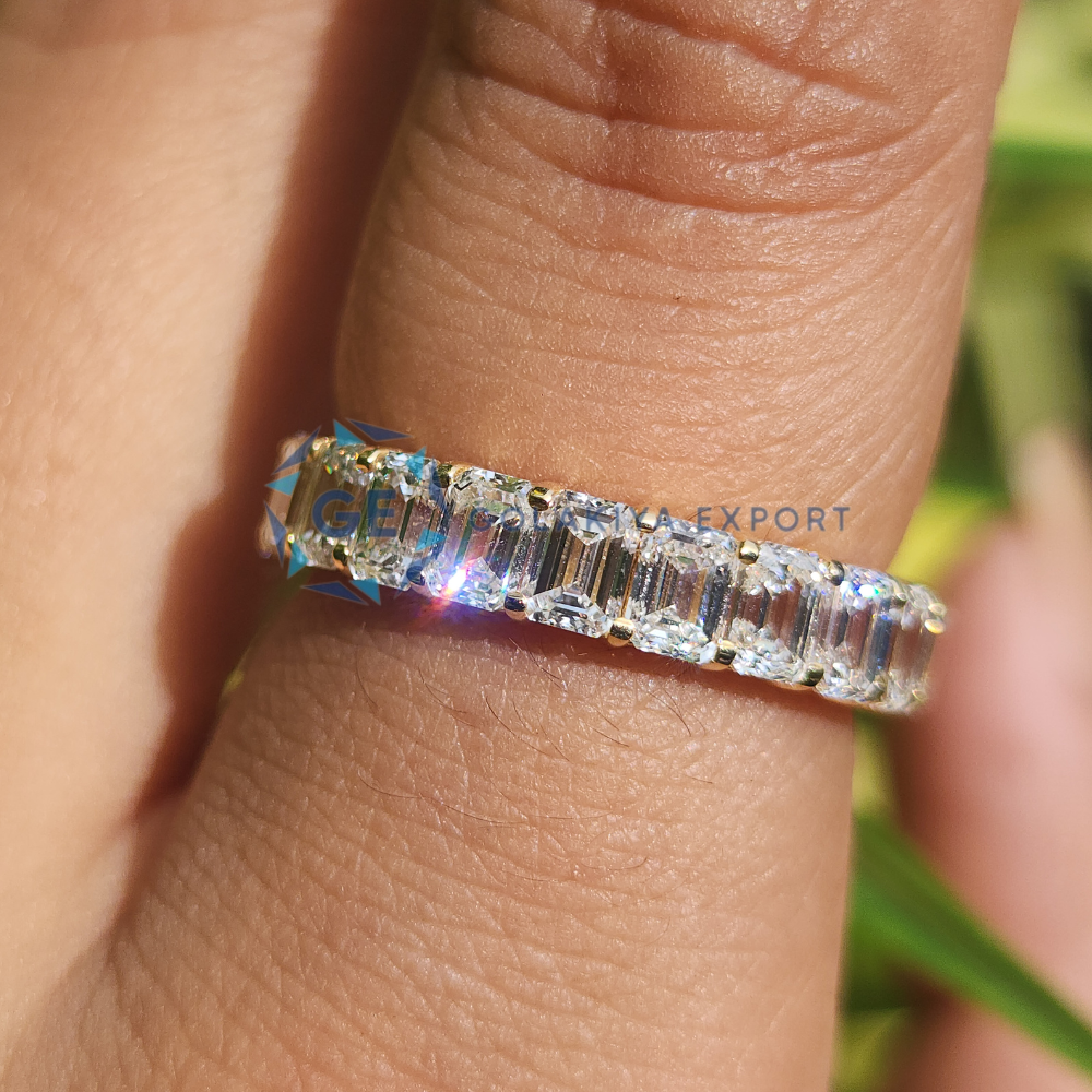 Full Eternity Emerald Cut Lab Grown Diamond Wedding  Band