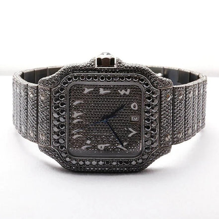 Automatic Movement Moissanite Full Black Watch For Him