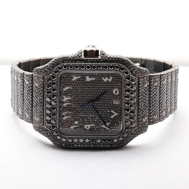 Automatic Movement Moissanite Full Black Watch For Him