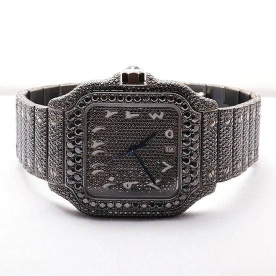 Automatic Movement Moissanite Full Black Watch For Him