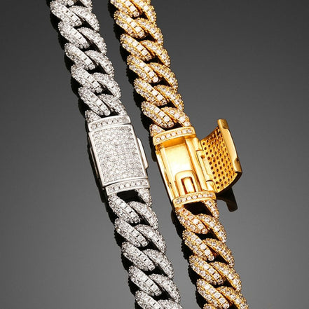 Round Cut Moissanite Diamond Miami Cuban Chain For Men's