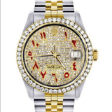 Iced Out Red Arabic Dial Dual Tone Stylish Watch