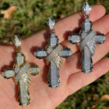 Hip Hop Iced Crossover Cross Moissanite Pendant
