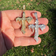 VVS1 Clarity Moissanite Drip of Faith Cross Pendant