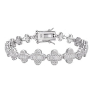 Iced Out Moissanite Baguette Clover Tennis Bracelet