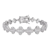 Iced Out Moissanite Baguette Clover Tennis Bracelet