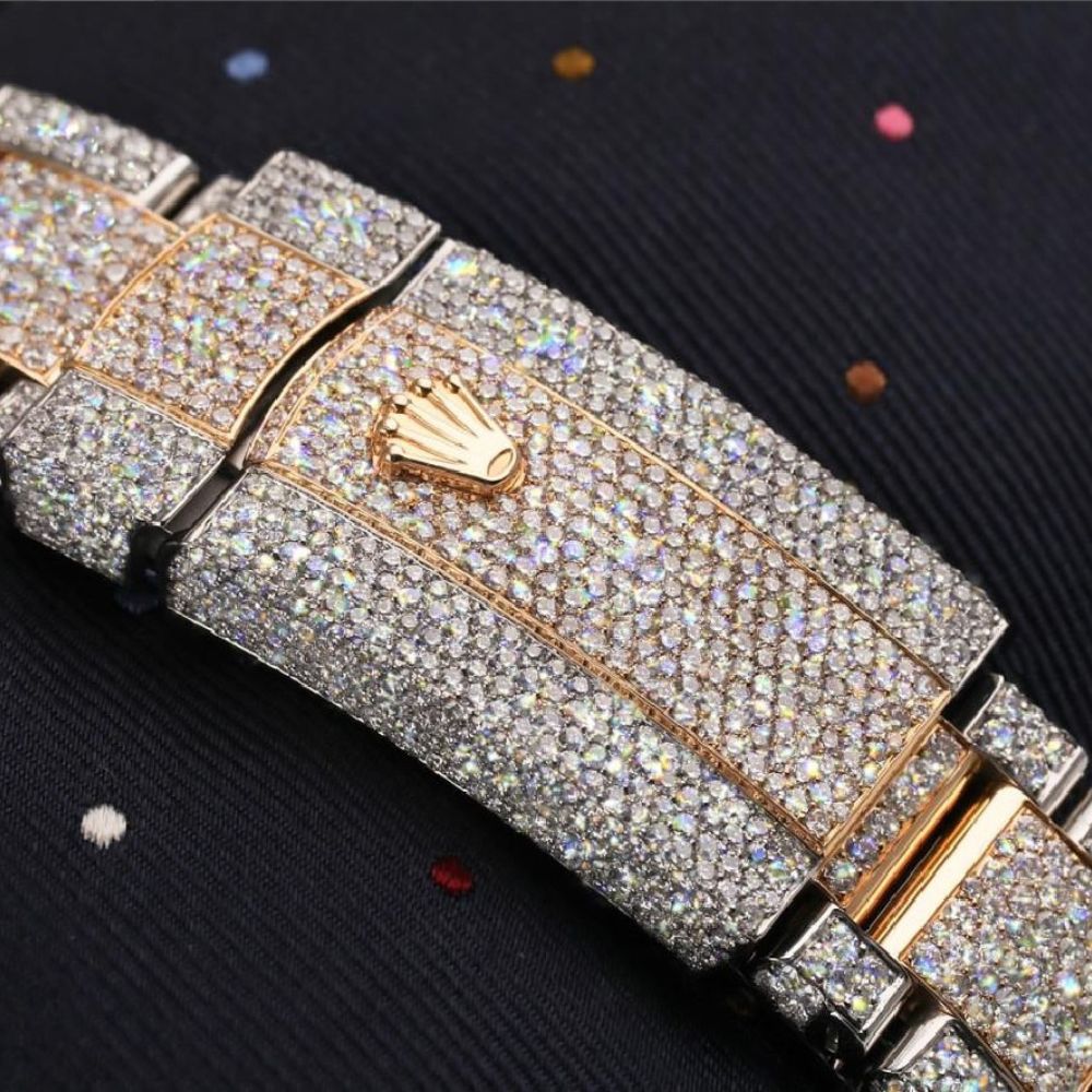 Datejust Rainbow Moissanite Arabic Numerals Stainless Steel Custom Watch