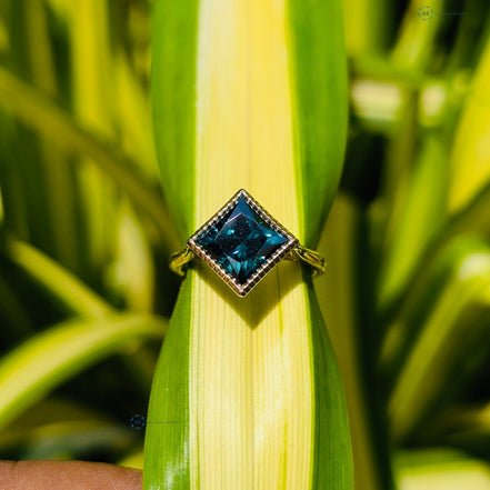 Green Princess Cut Solitaire Engagement Ring