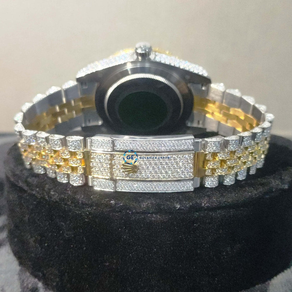 Moissanite Diamond Dual Tone Iced Out Hip Hop Men's Watch