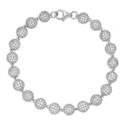 925 Sterling Silver Ball Link Bracelet For Men's