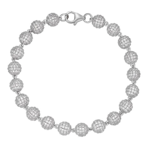 925 Sterling Silver Ball Link Bracelet For Men's