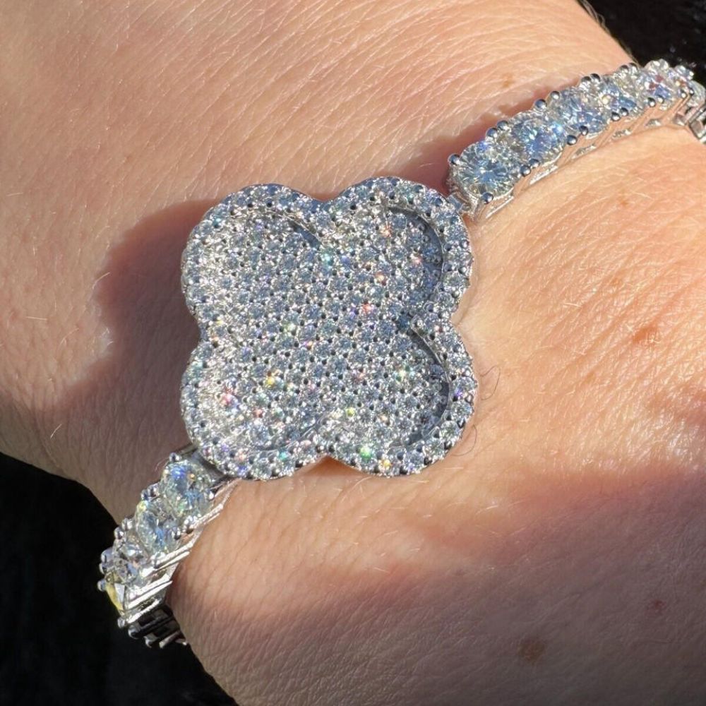 925 Sterling Silver Clover Tennis Bracelet