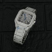 D Color Moissanite Bust Down Skeleton Watch For Men's