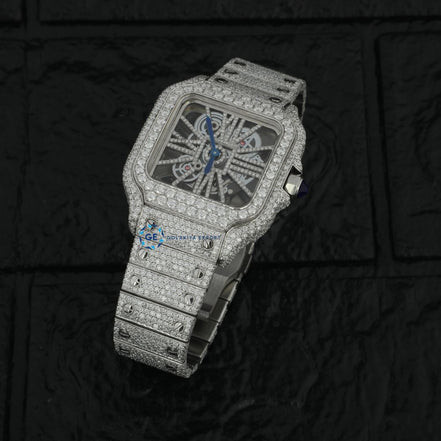 D Color Moissanite Bust Down Skeleton Watch For Men's