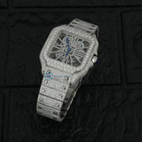 D Color Moissanite Bust Down Skeleton Watch For Men's