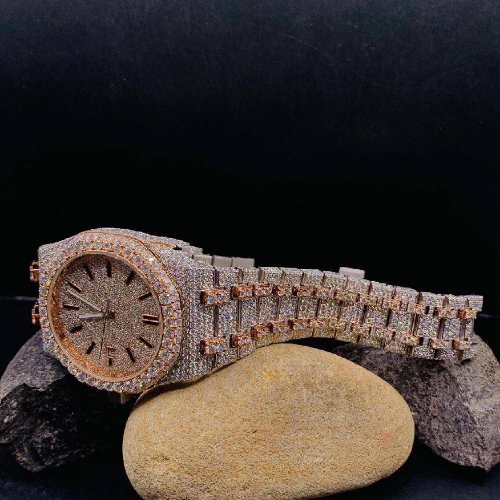 Dual Tone Luxury Moissanite Automatic Watch