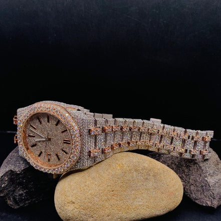 Dual Tone Luxury Moissanite Automatic Watch