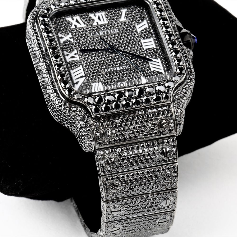 Black Moissanite Diamond Luxury Hip Hop Watch