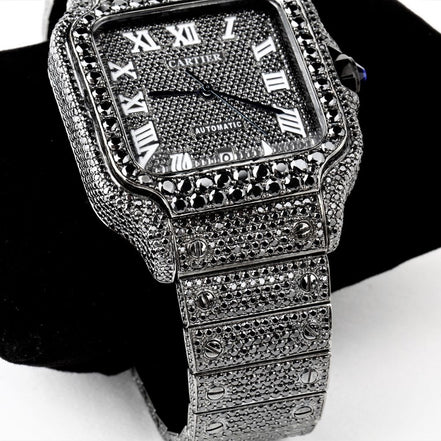 Black Moissanite Diamond Luxury Hip Hop Watch