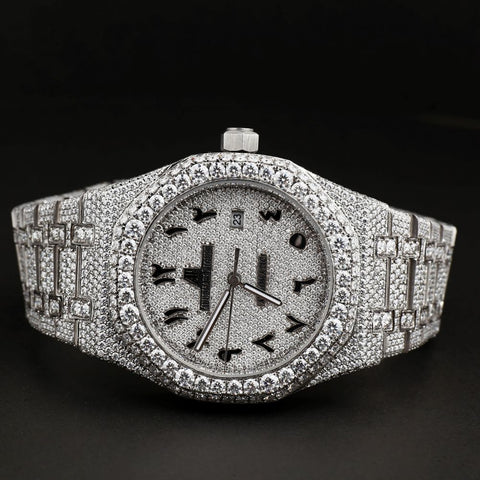 Arabic Numeric Moissanite Automatic Wrist Watch