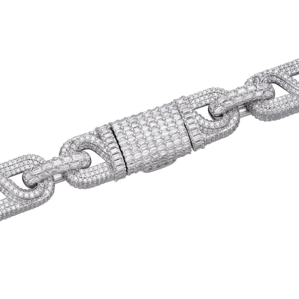 925 Sterling Silver Moissanite Diamond Link Bracelet