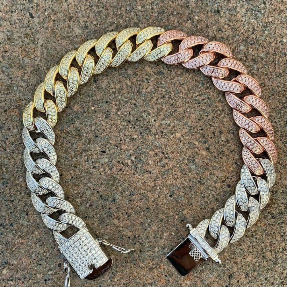 D Color Moissanite Cuban Link Bracelet