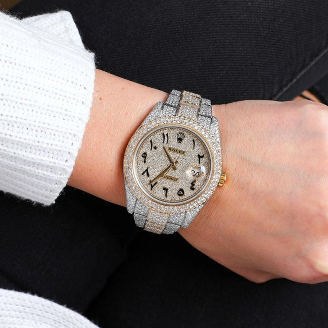 Luxury And Exclusive Dual Tone Moissanite Wrist Watch