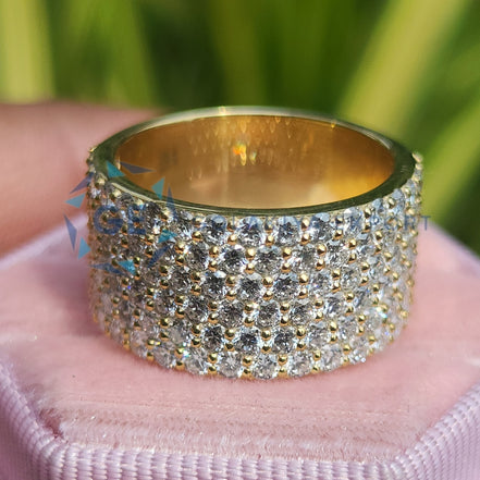 6 Row Round Cut Lab Grown Diamond Wedding Band