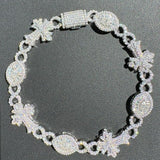 925 Silver Evil Eye Gothic Cross Link Bracelet Iced Out Bracelet