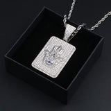 Hamsa Hand Moissanite Diamond Silver Pendant