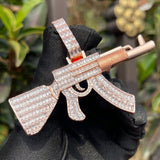 Iced Out Moissanite AK 47 Hip Hop Silver Pendant