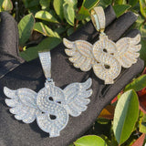 Dollar Retailers Symbol Wing Moissanite Pendants