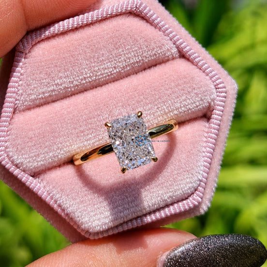 Elongated Cushion Cut Lab Grown Solitaire Ring