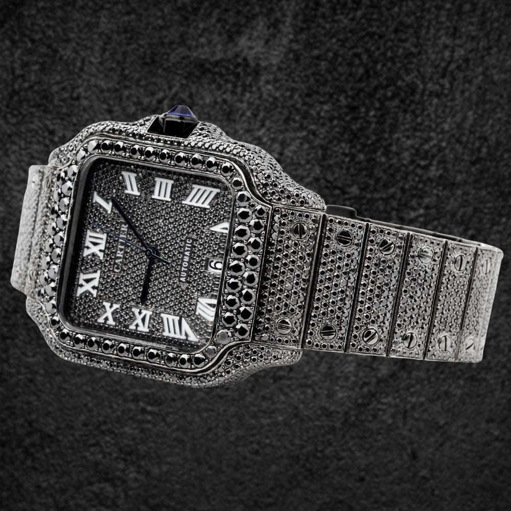 Iced Out Black Moissanite Diamond Hip Hop Watch