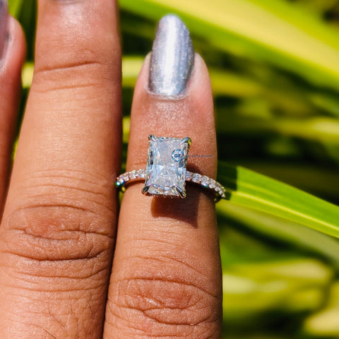 3.31CT Radiant Cut Lab Grown Diamond Rose Gold Engagement Ring