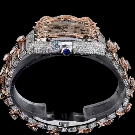 Leafe Style Roman Dial Dual Tone Moissanite Wrist Watch