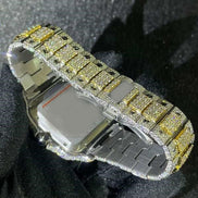 Bling Bling Moissanite Iced Out Dual Tone Wrist Watch For Him