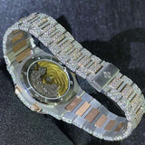 Moissanite Dual Tone Hip Hop Iced Out Watch Gift For Men's