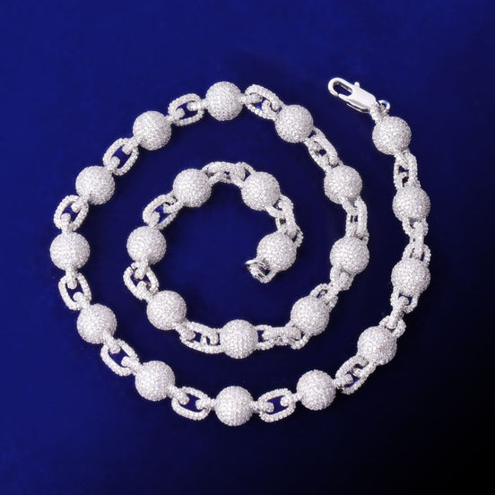 D Color Moissanite Iced Out Ball Link Chain For Men's