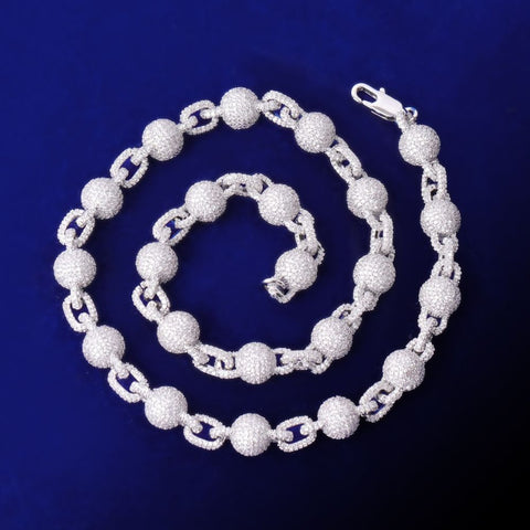 D Color Moissanite Iced Out Ball Link Chain For Men's