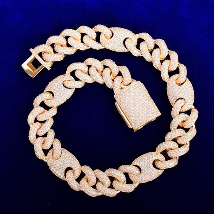 Miami Cuban Bean Link Iced Out Moissanite Chain