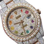 Moissanite Two Tone Rainbow Digit Hip Hop Watch