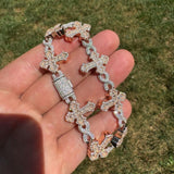 Infinity Link Cross Moissanite Dual Tone Bracelet