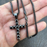 Black Moissanite Diamond Tennis Cross Pendant