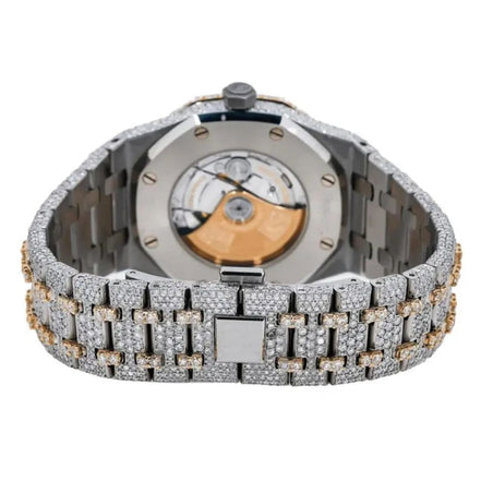 Moissanite Rain Bow Numeric Dual Tone Iced Out Watch