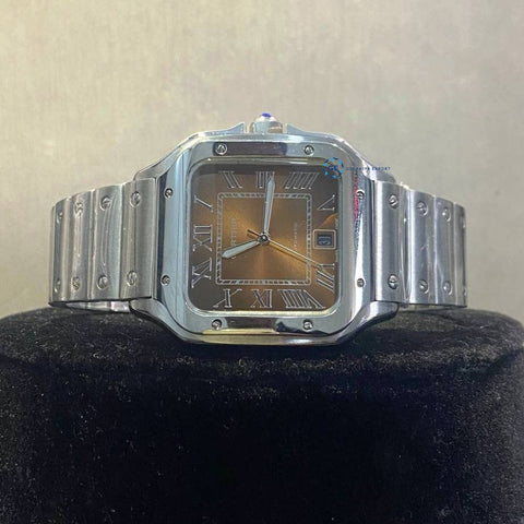 Stainless Steel Brown Dial Luxury Watch Gift For Men's
