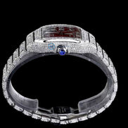 Maroon Roman Dial Automatic Moissanite Wrist Watch